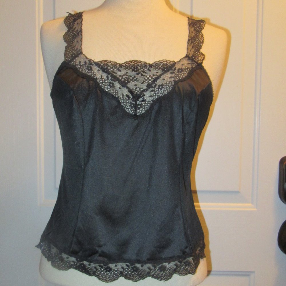 Whimsigoth Vintage 80s Black Warner's Lacies Camisole Size 34 (small)